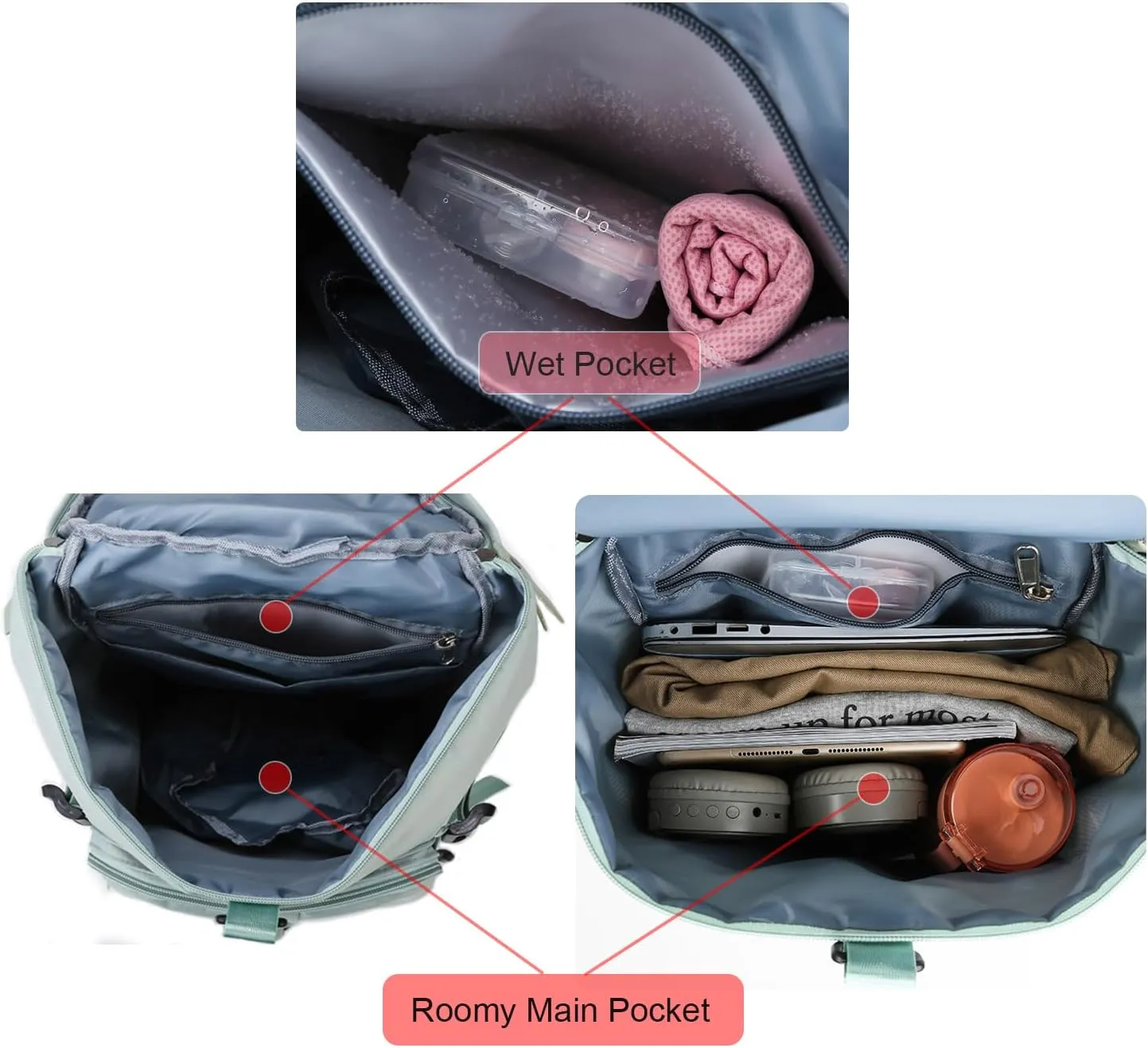 Weekender Duffel Sport Gym Bag Overnight Travel duffle Bags with Shoe Compartment Wet Pocket 2301D Green