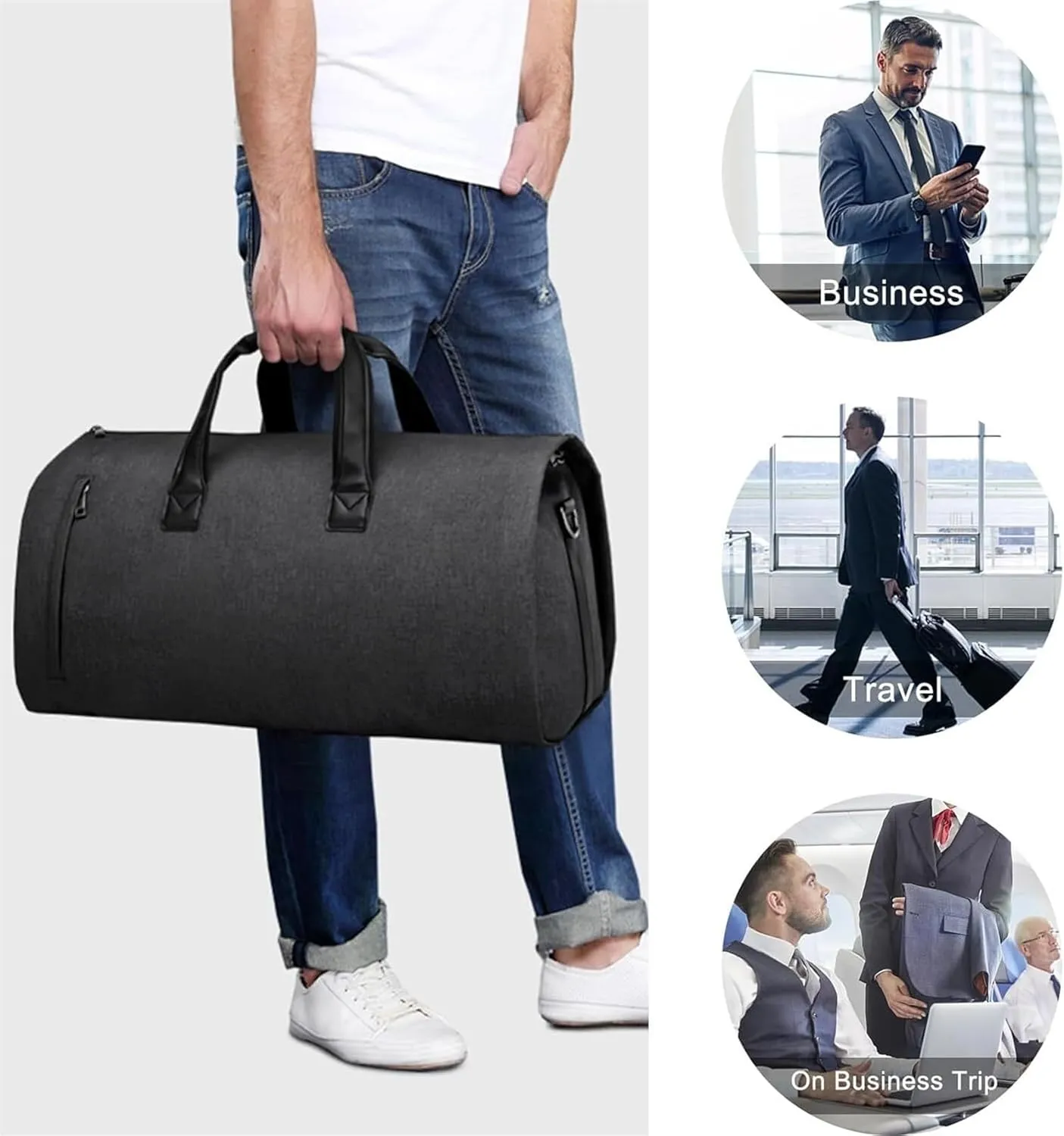Weekender Travel Bag Convertible Garment Bag with Shoulder Strap,Suit Travel Bag Carry On Garment Duffel Bag Sport Gym Bag(A)