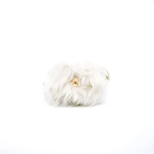 White Shearling And Lambskin Flap Bag GHW