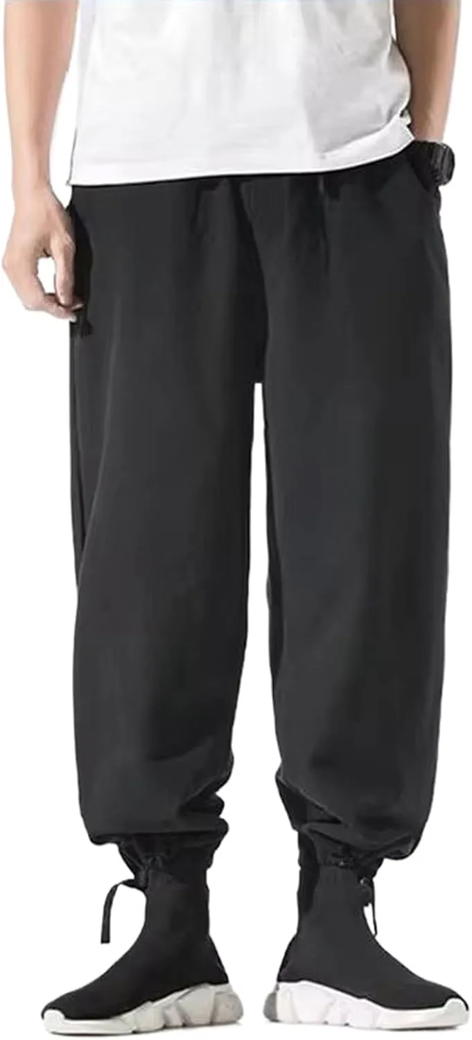 WOLONG Men Wide Leg Pants Summer Men's Straight Casual Long Pants Chinese Style Autumn Male Harem Pants