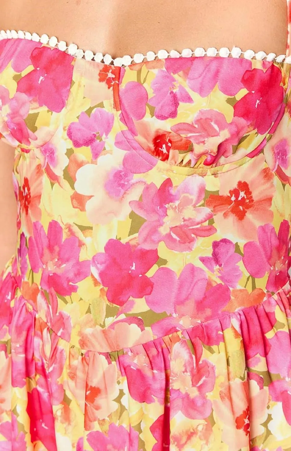 Women Boho Floral Cami Mini Dress Spaghetti Strap Printed A Line Short Dress Graffiti Cut Out Colorful Summer Dress