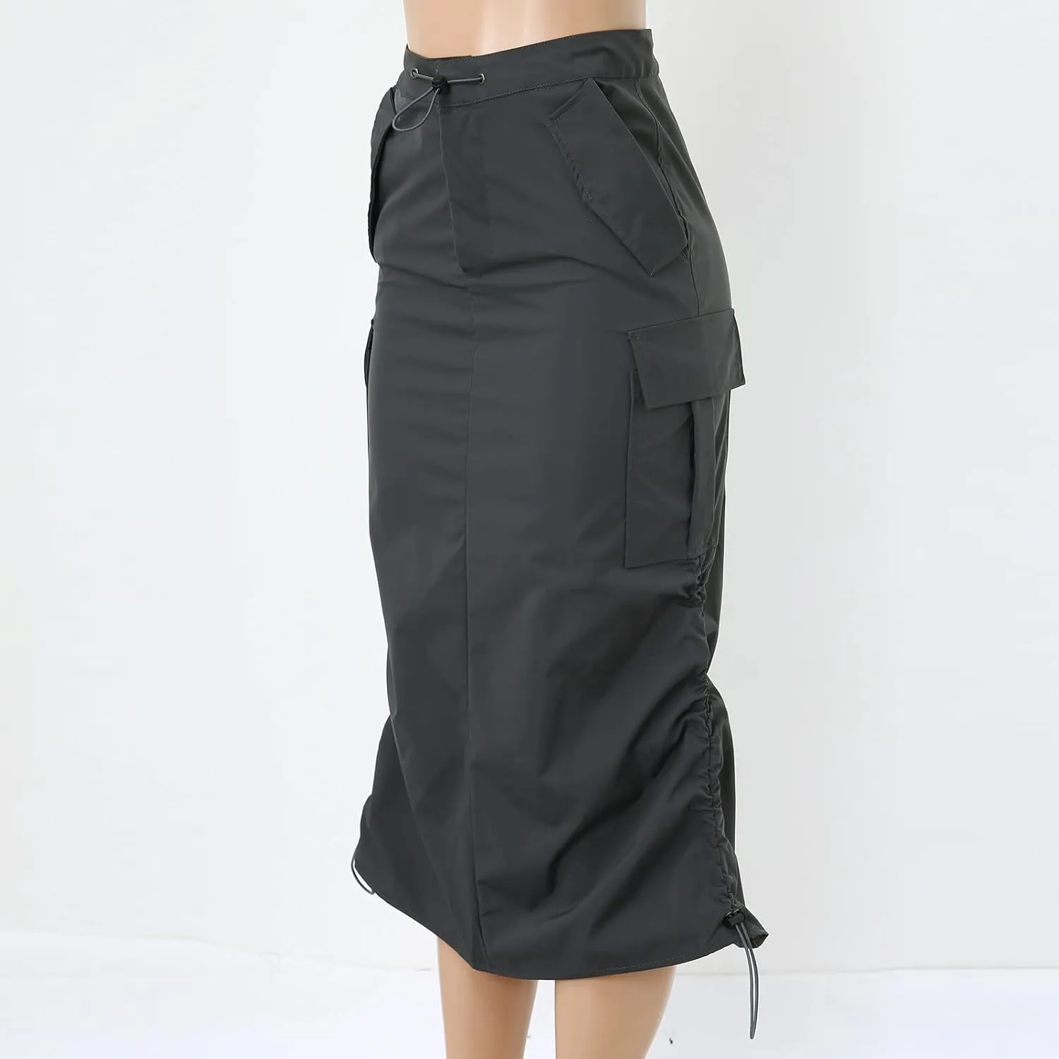 Women Cargo Midi Denim Skirt High Waisted Skirts Denim Skirt with Pocket Spring Dresses Pencil Skirts for Women's