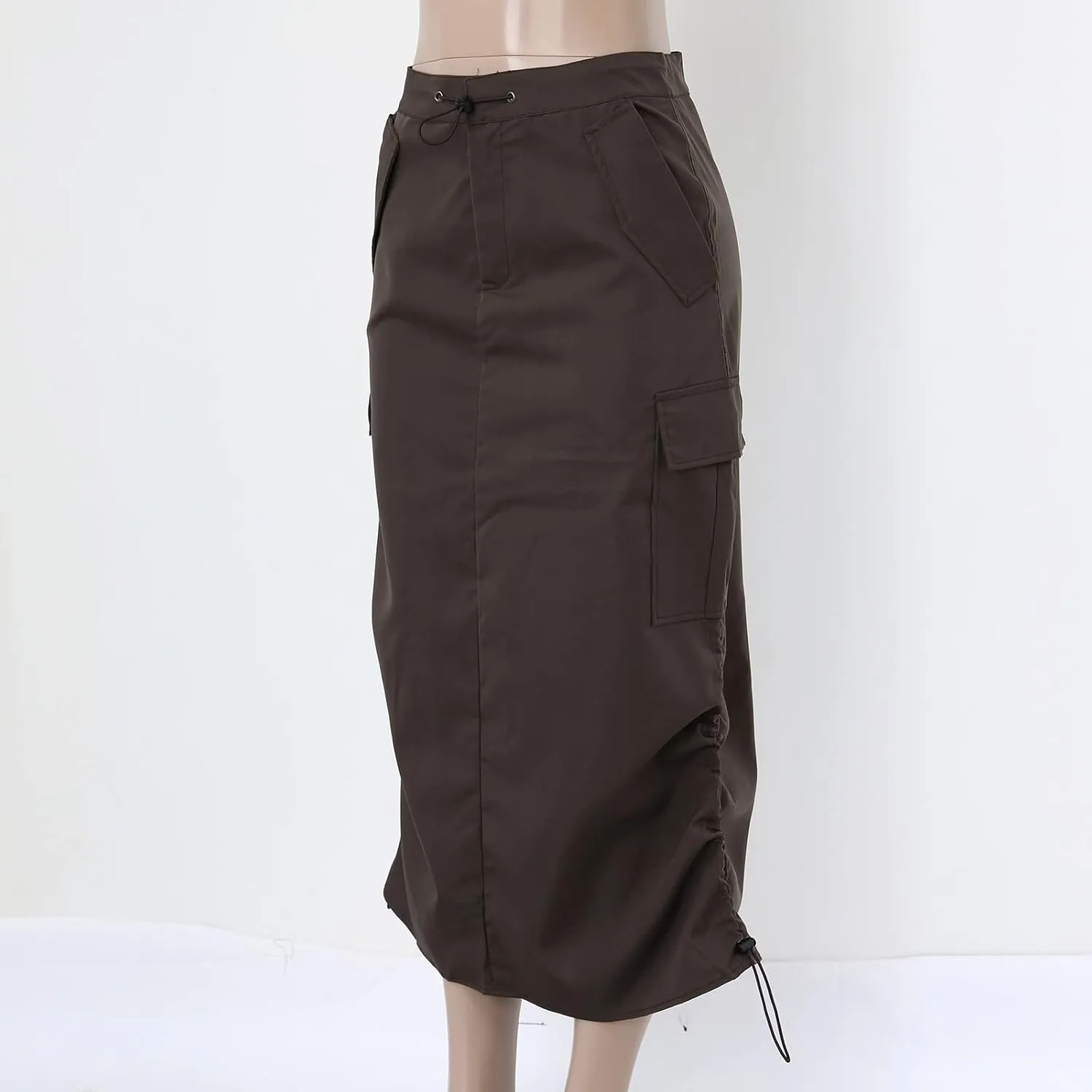 Women Cargo Midi Denim Skirt High Waisted Skirts Denim Skirt with Pocket Spring Dresses Pencil Skirts for Women's