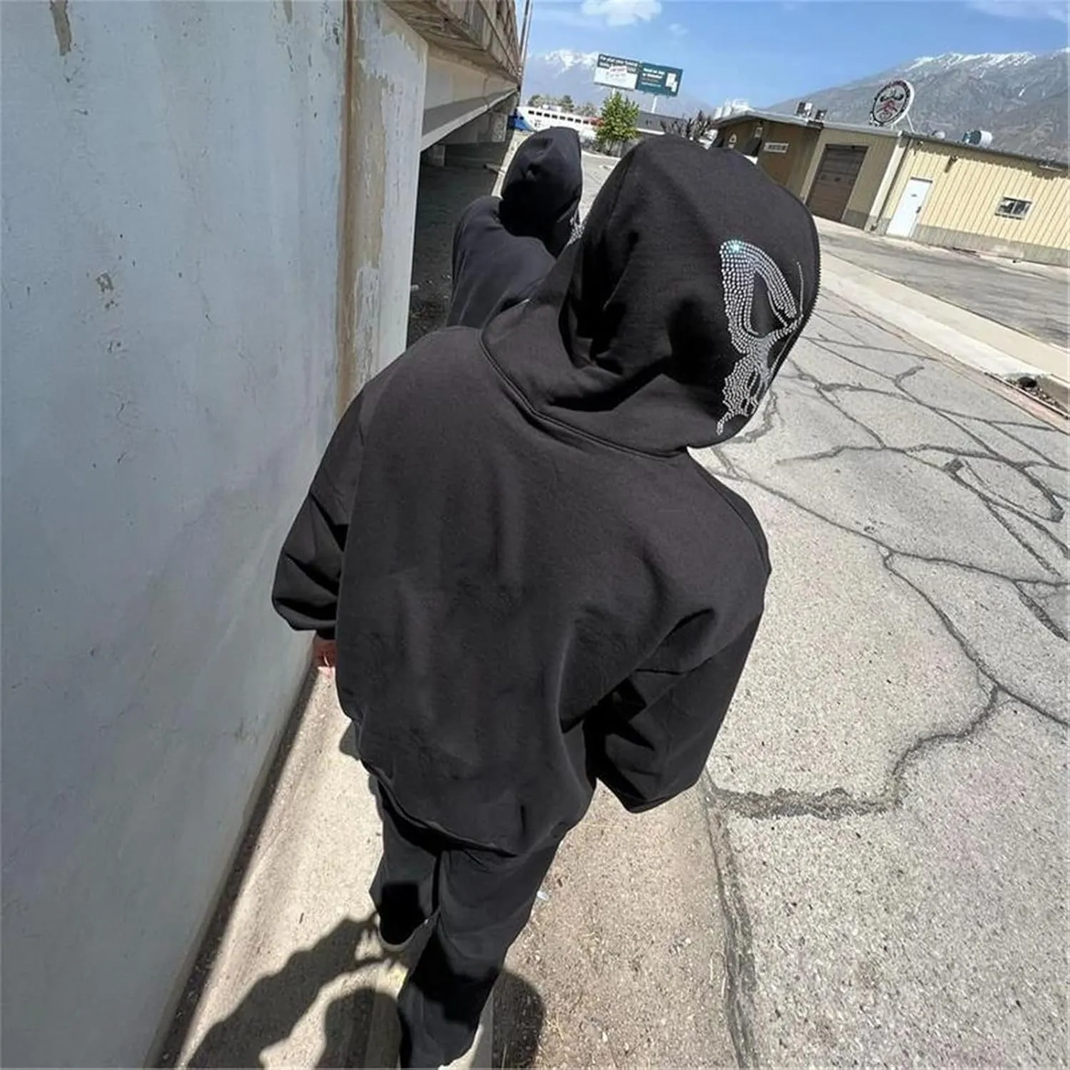 Women Grunge Zip Up Hoodies Gothic Punk Long Sleeve Printed Hooded Jackets Y2k 90s Streetwear Oversized Sweatshirts