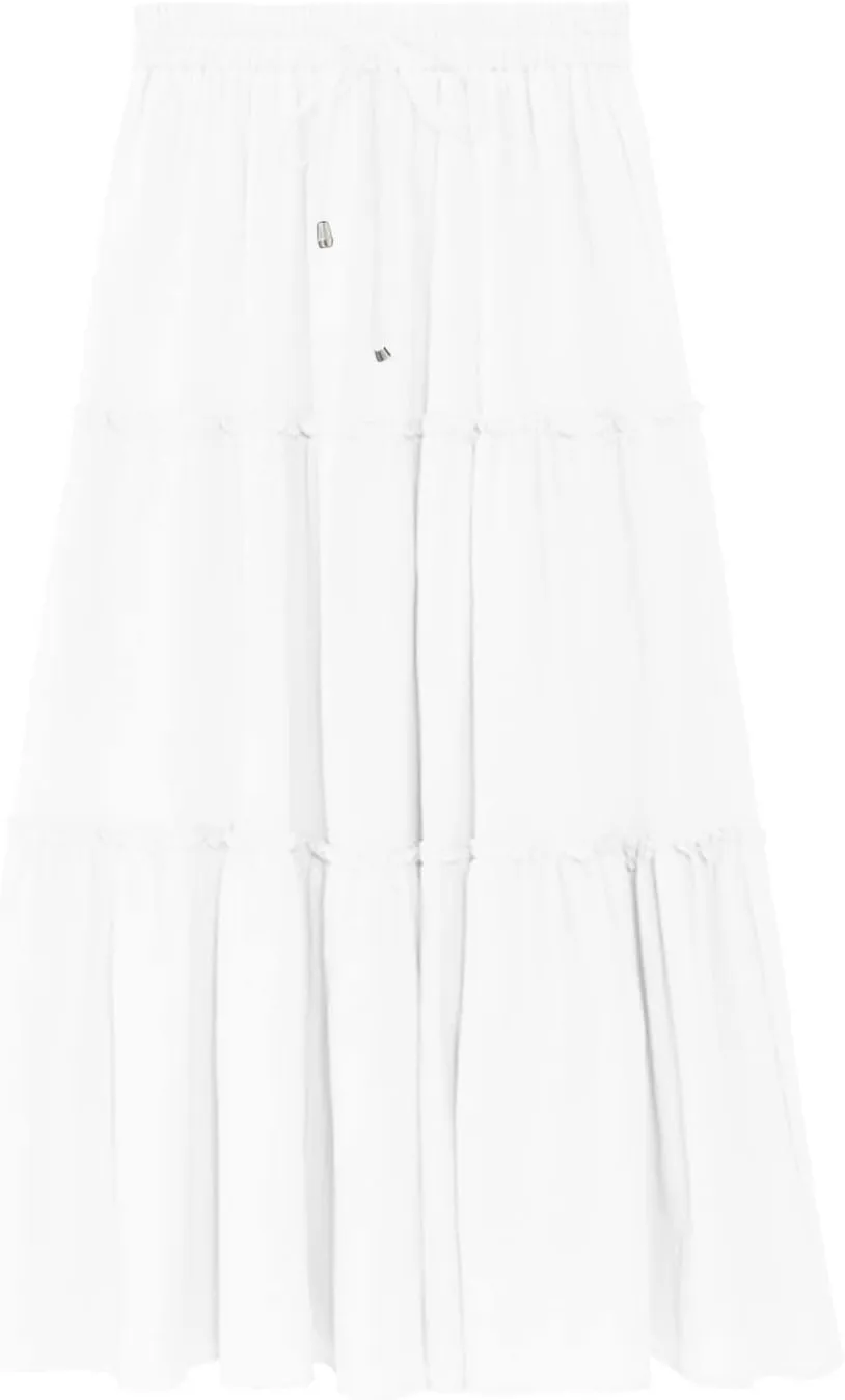 Women High Waist Casual Maxi Skirts Elastic Drawstring Pleated Long Skirt Loose Swing Beach Boho Skirt Half Dress