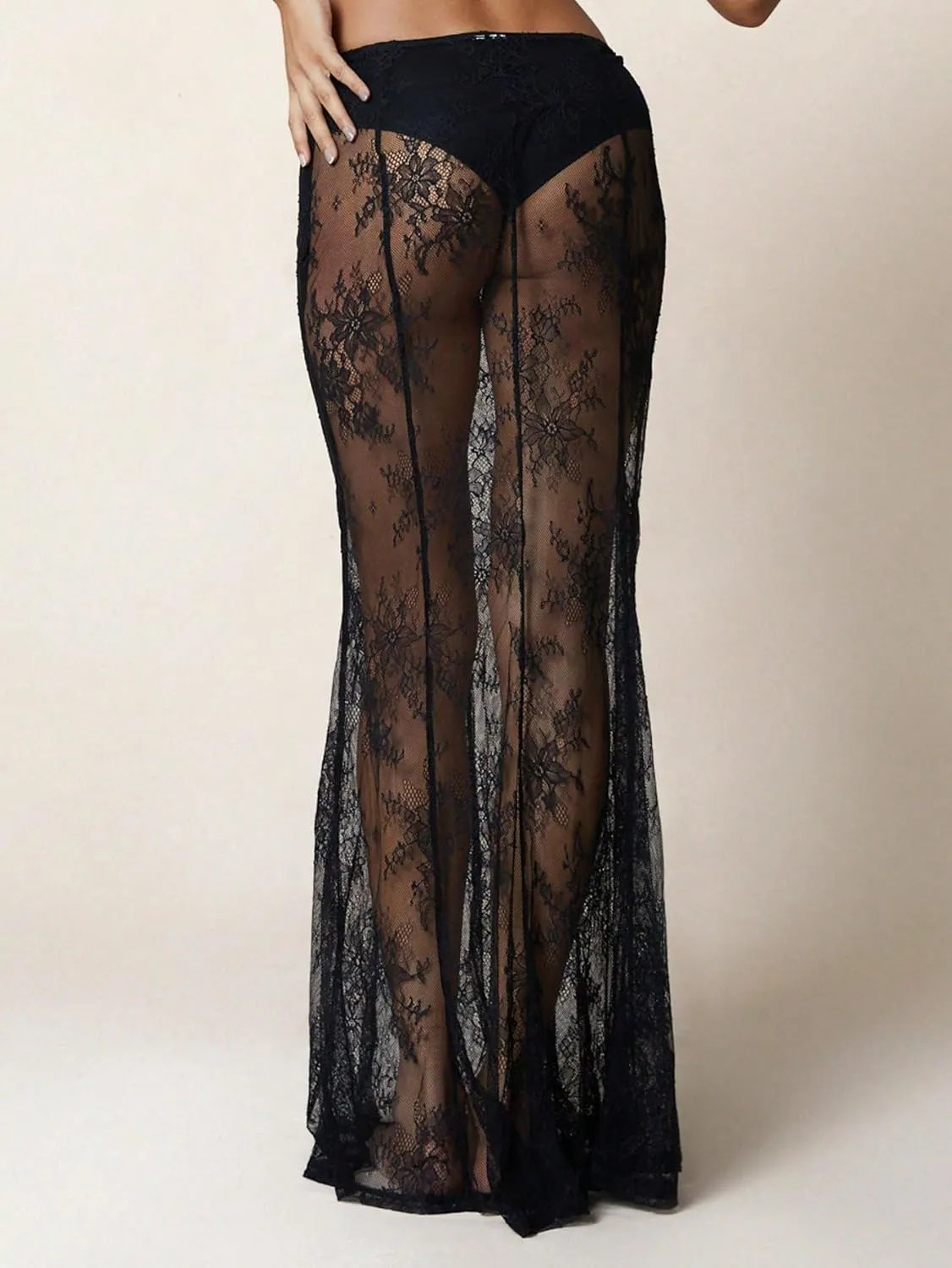 Women Sexy Lace Long Skirt Sheer Mesh Bodycon Maxi Skirts Elegant Summer Beach Coverups