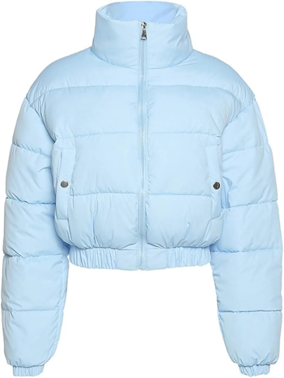 Women Short Puffer For Jacket Cotton-Padded Thick Drawstring Parkas Zipper Winter Bubble Coat Warm Casual