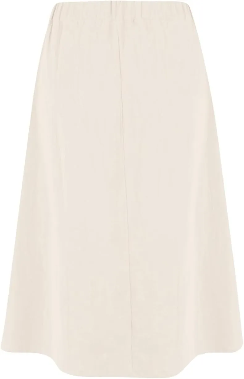 Womens A Line Midi Skirt Vintage Front Button Swing Skirts Summer High Waisted Pleated Midi Skirt with Pockets