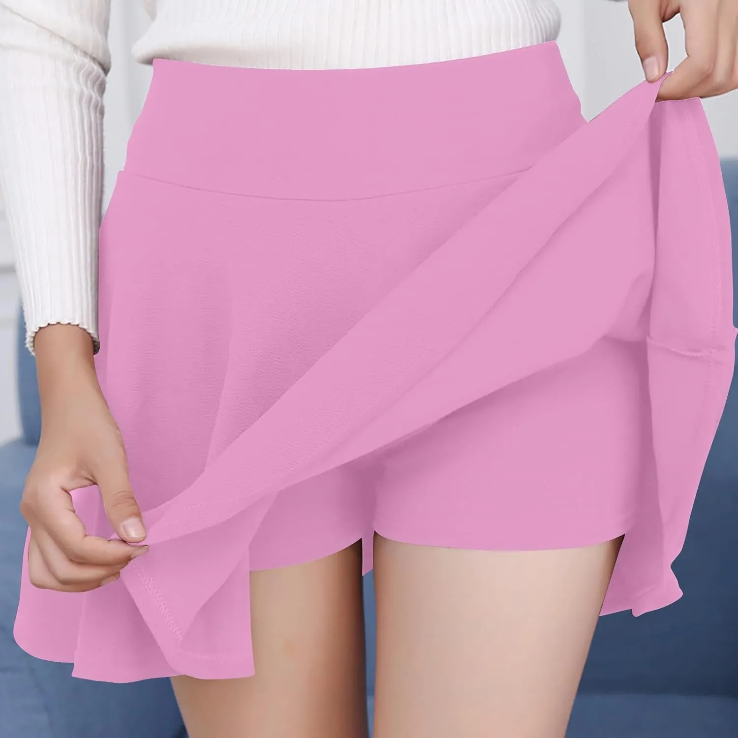 Women's Active Skort Athletic Stretchy Pleated Tennis Skirt Shorts Summer Causal Ruffle Sexy Mini Pencil Skirts