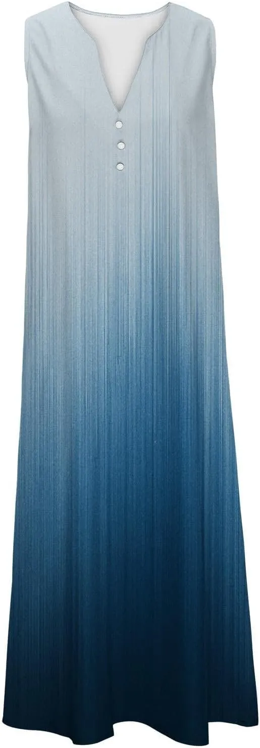 Womens Boho Summe Dresses Midi Sundresses Casual V Neck Plus SizeLoose Flowy Maxi Dress for Women 2025