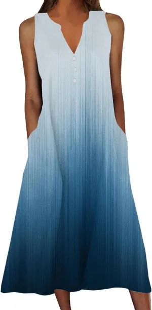 Womens Boho Summe Dresses Midi Sundresses Casual V Neck Plus SizeLoose Flowy Maxi Dress for Women 2025