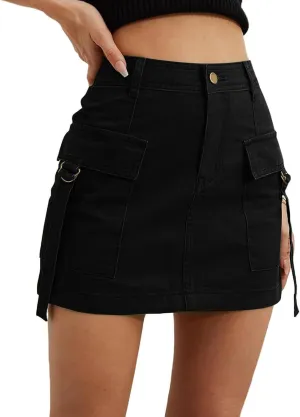 Women's Cargo Skirt Casual Wrap Bodycon Pockets Skirts Solid Color Low Waisted Pure Comfort Skirt 2025 Outfits