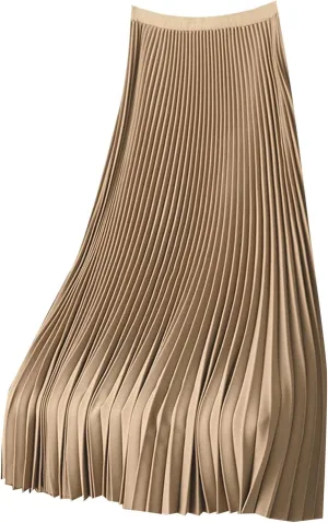 Womens Casual Solid Satin Pleated Skirt Lightweight Smooth Soft Mid Skirts Plus Size Versatile Elastic High Waist Skirt