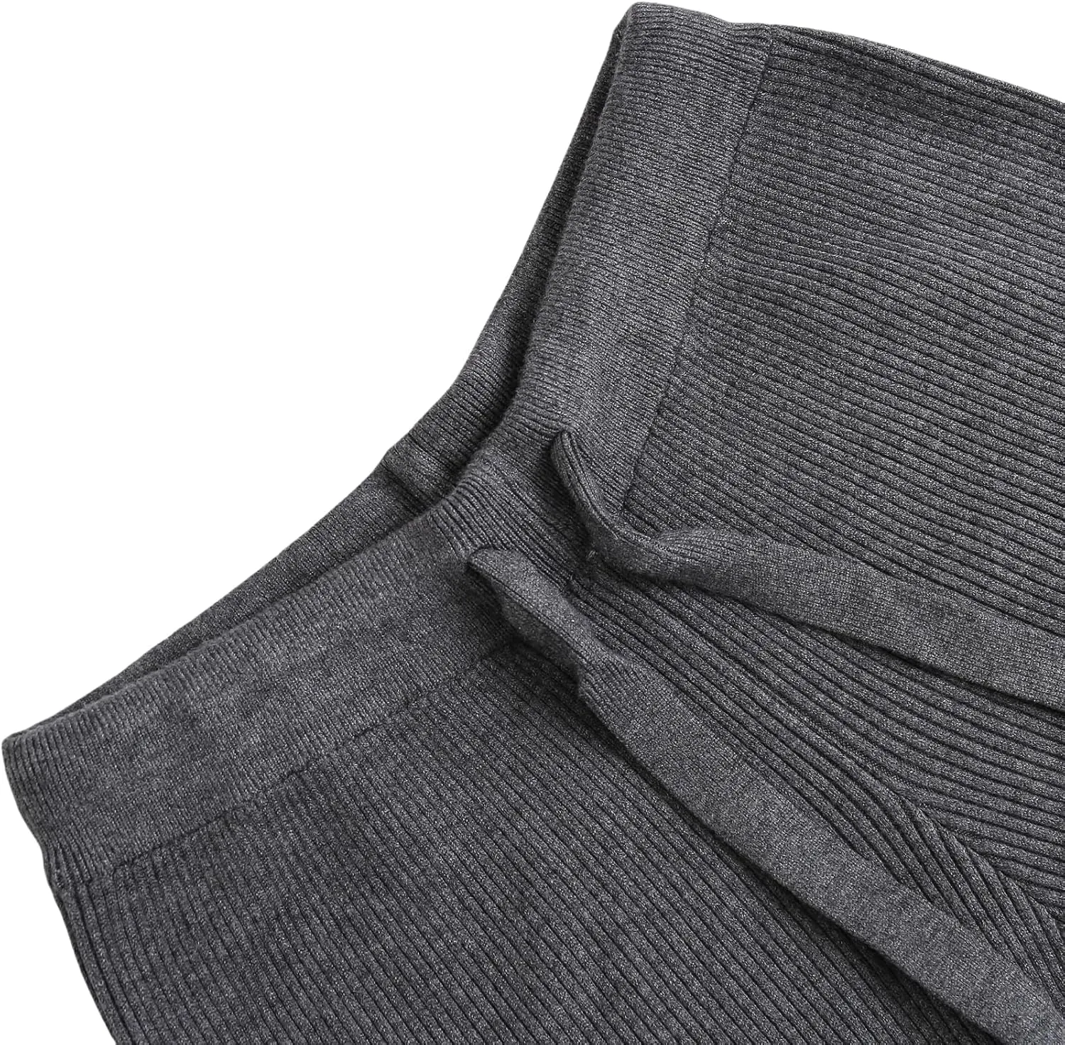 Women's Casual Wide Leg Pants Fall Winter Elastic Waist Loose Rib Knit Lounge Palazzo Trousers High Waist Sweater Pant