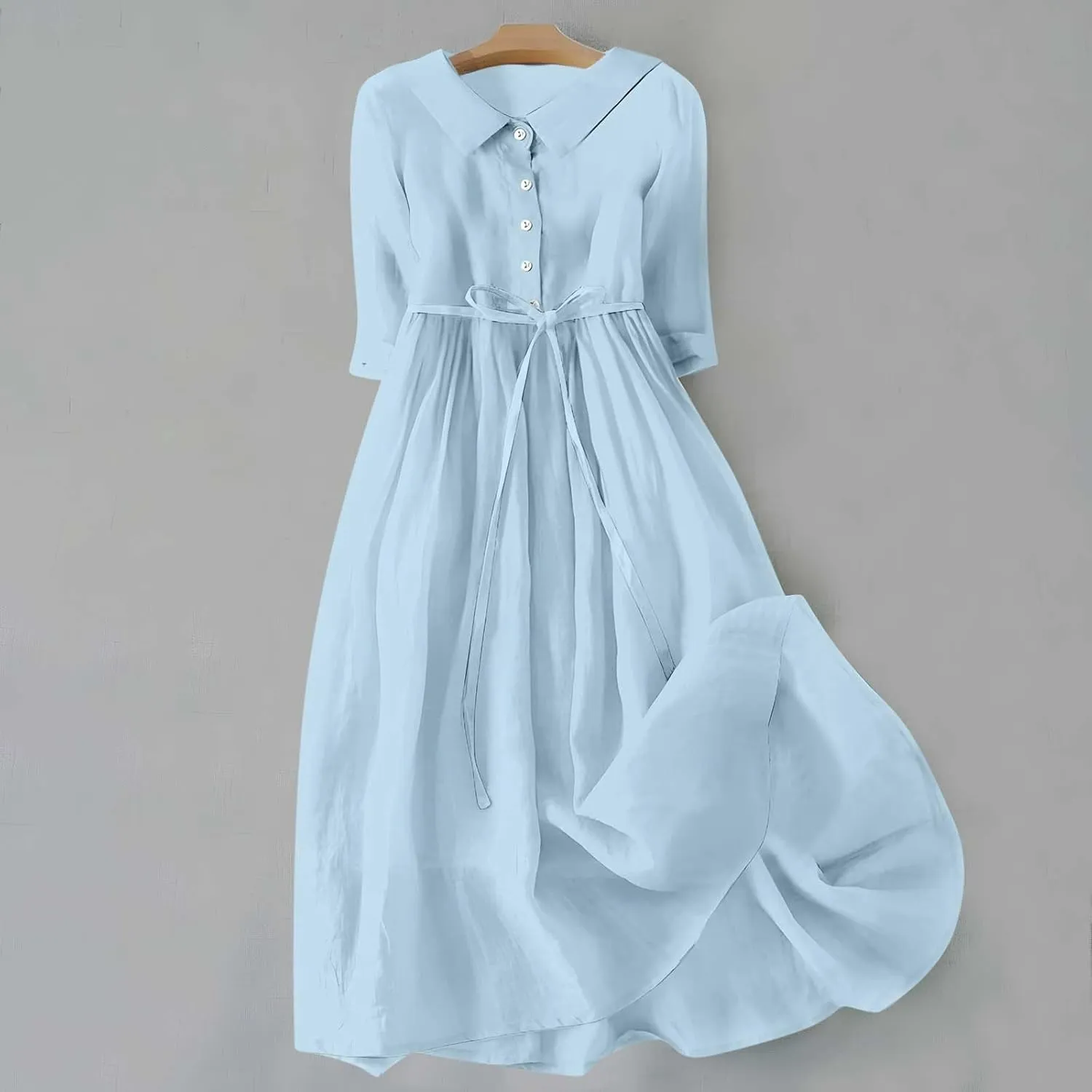 Women's Cotton Linen Casual Dresses 2024 Boho Flowy Dress Flowy Summer Midi Dresses Dressy Ladies Trendy Clothing