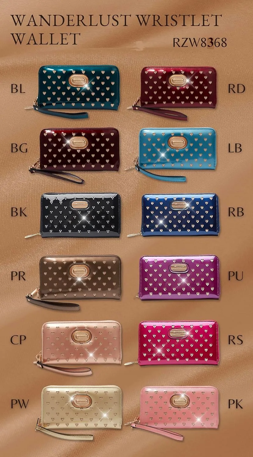 Women's Elegant Handbag  Designer Patent Leather Tote Bag, Heart Studs & Rhinestones, Top Handle with Crossbody Strap