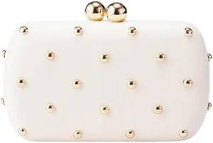 Womens Faux Leather Clutch Metalilc Studs Handbag Trendy Rivet Crossbody Bag Designer Handbags for Cocktail Party