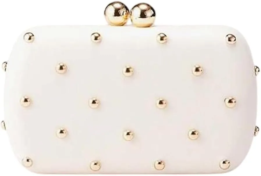 Womens Faux Leather Clutch Metalilc Studs Handbag Trendy Rivet Crossbody Bag Designer Handbags for Cocktail Party