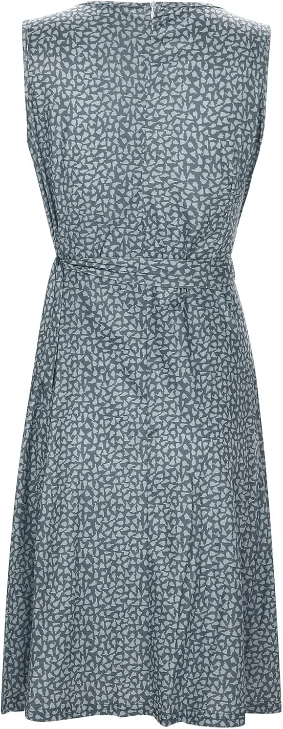 Women's Floral Wrap V Neck Midi Dress A Line Swing Cap Sleeve Midi Dress Multicolour Scoop Neck Mini Dresses
