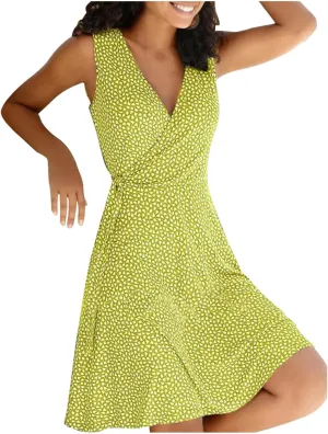 Women's Floral Wrap V Neck Midi Dress A Line Swing Cap Sleeve Midi Dress Multicolour Scoop Neck Mini Dresses