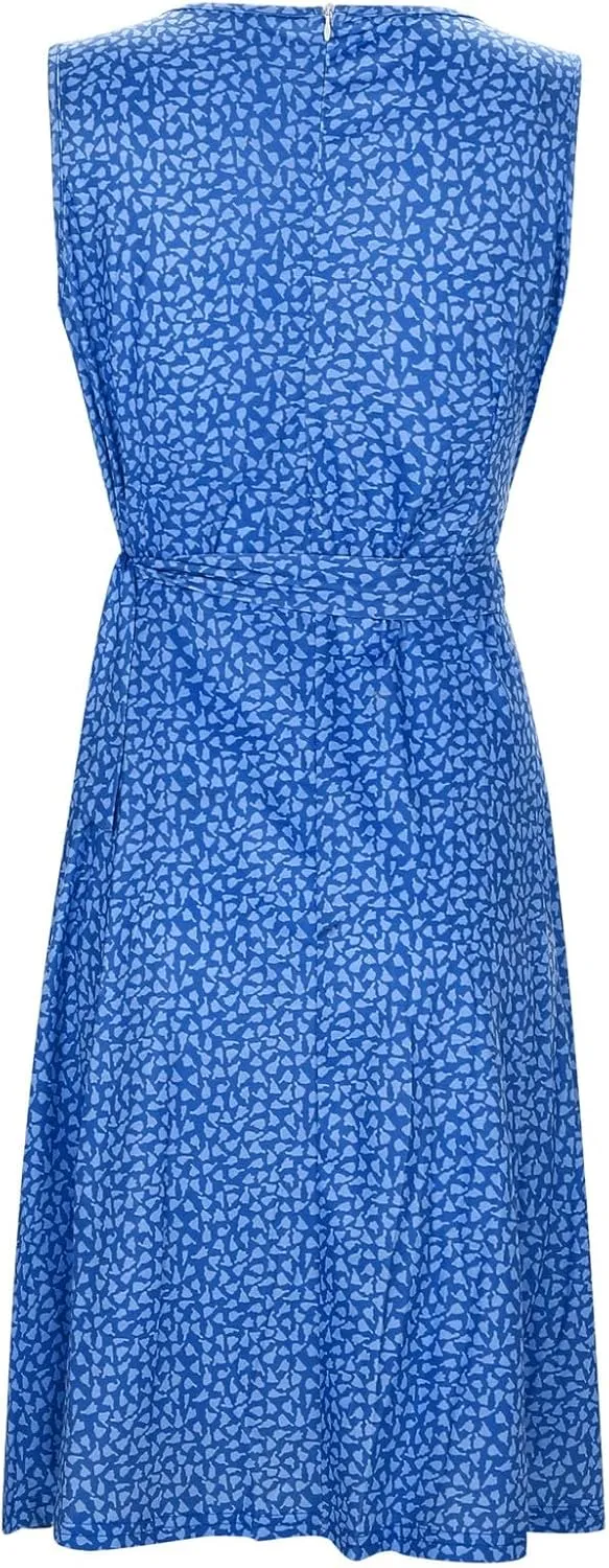 Women's Floral Wrap V Neck Midi Dress A Line Swing Cap Sleeve Midi Dress Multicolour Scoop Neck Mini Dresses