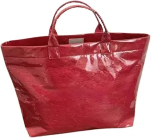 Womens Letters Print Tote Bag, PVC Waterproof Kraft Paper HandbagsFashion Retro Tote Bag