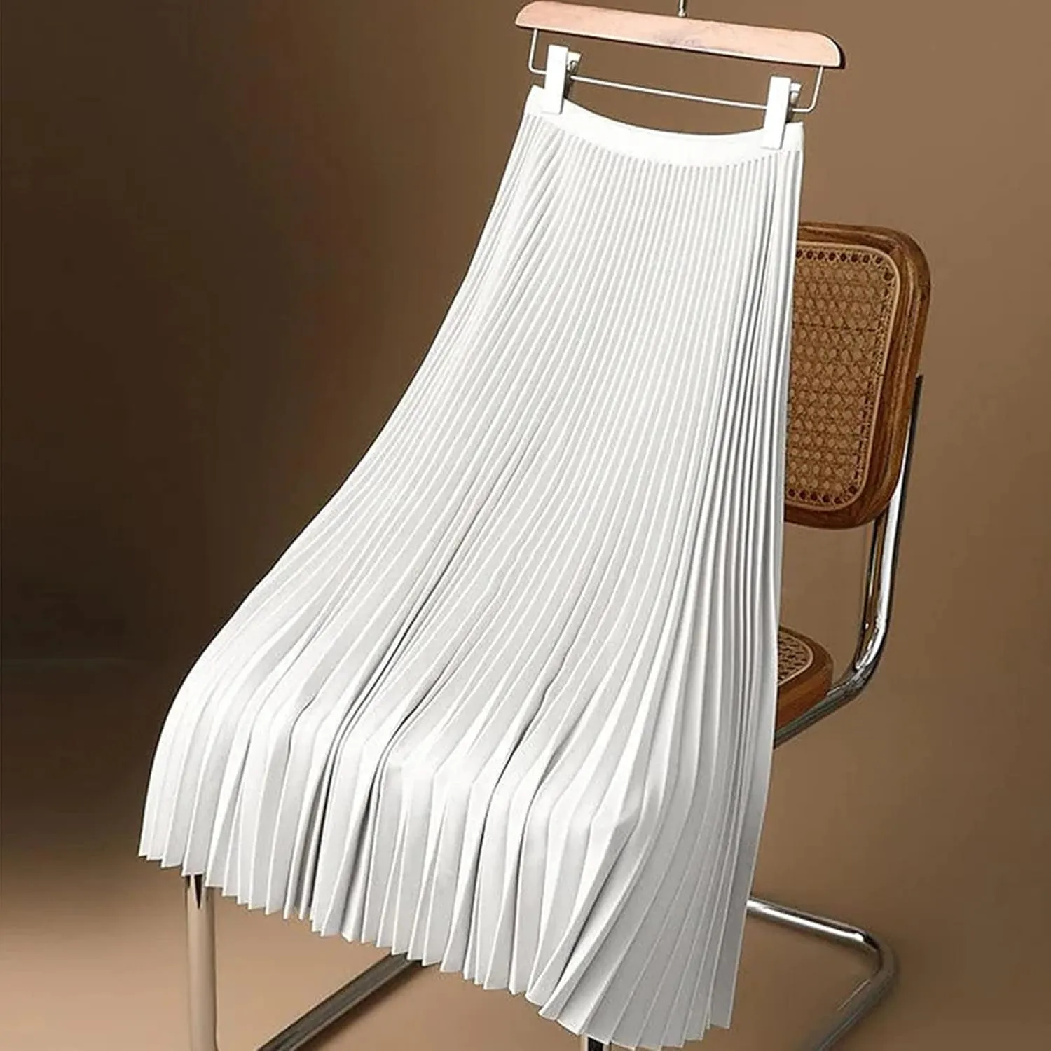 Womens Lightweight Pleated Skirt Summer High Waist Swing Midi Skirts Casual Versatile Flowy Plain A-Line Skirts