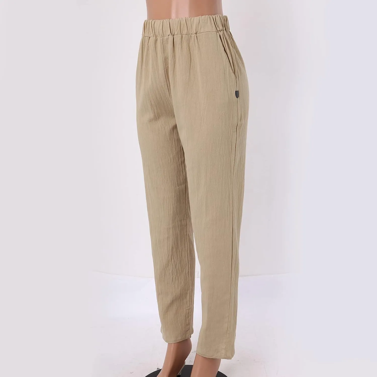 Womens Linen Summer Solid Pant Trousers High Waist Bootcut Loose Fit Pants Business Work