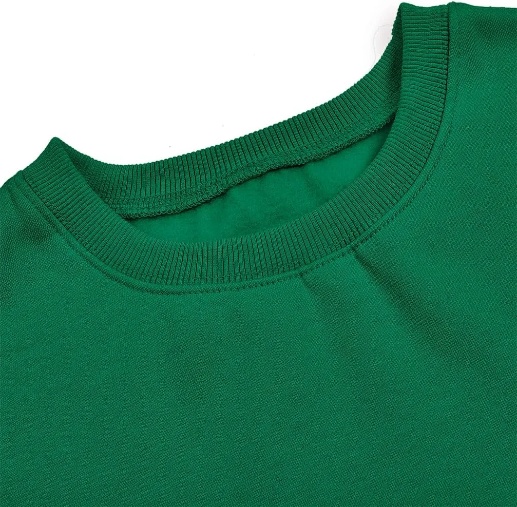 Women's Long Sleeve Round Neck Cropped Sweatshirts Cute Loose Fit Pullover Tops