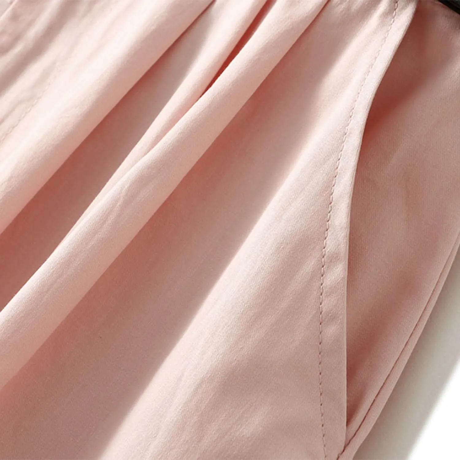 Womens Midi Skirt Pleated Midi Skirts Long Skirt with Pockets Flared Solid Color Dresses Comfort Umbrella Skirt