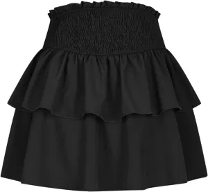 Women's Pleated Skirts High Waisted Layered Ruffle Curvy Hem Tiered Skirt Solid Color Sports Running Skirts