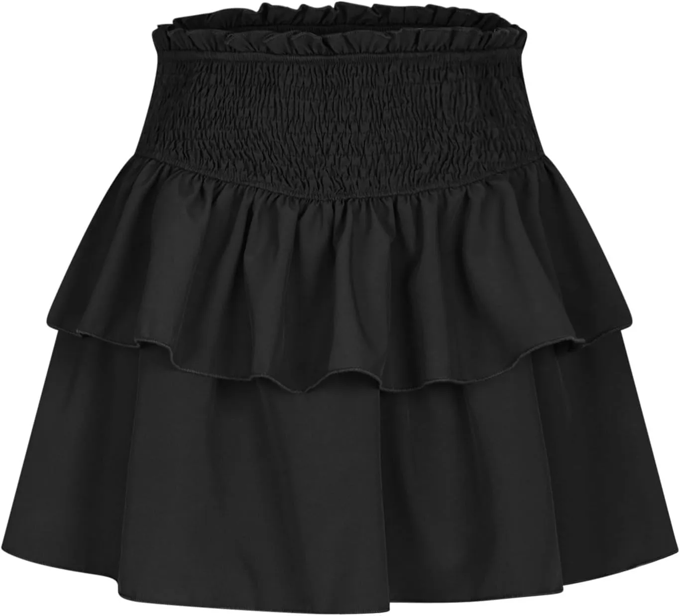 Women's Pleated Skirts High Waisted Layered Ruffle Curvy Hem Tiered Skirt Solid Color Sports Running Skirts