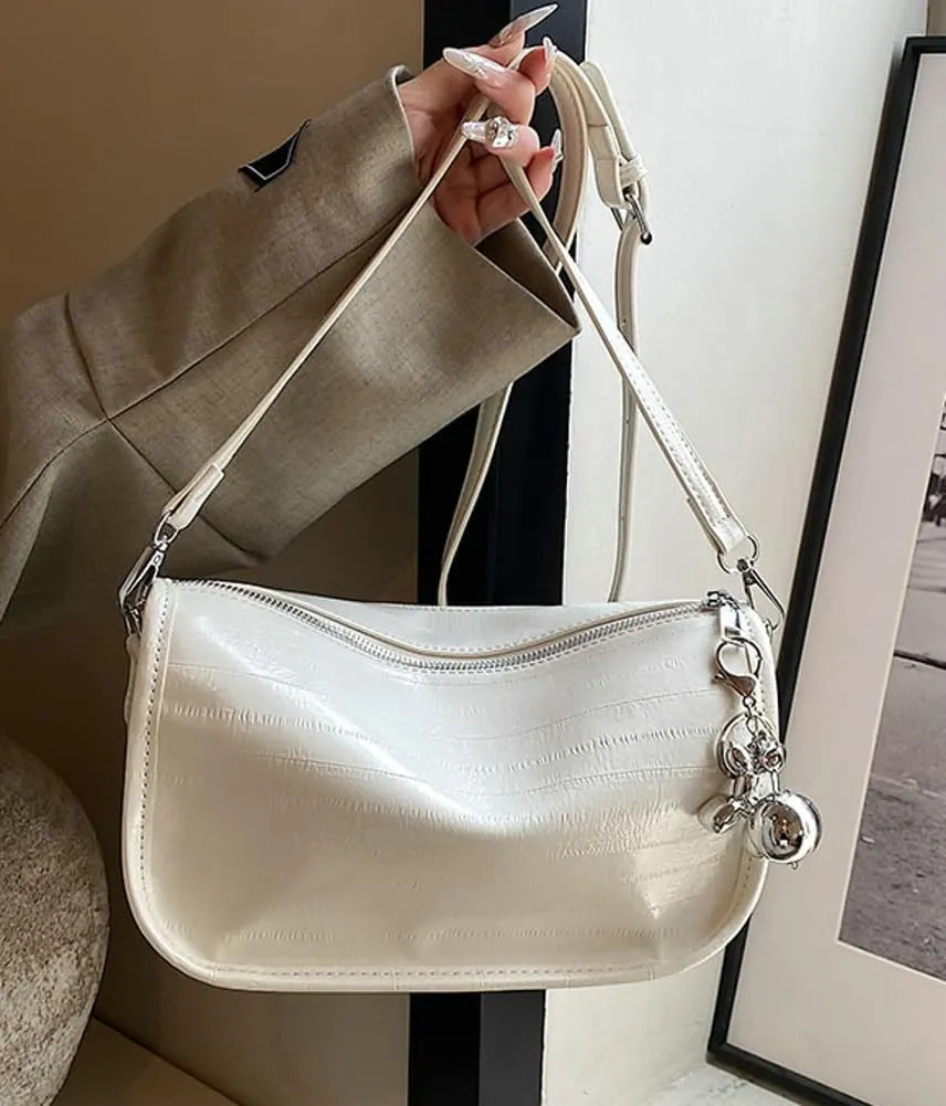 Women's PU Leather Crossbody Handbags Y2K Sparkly Shoulder Tote Bgas Adjustable Strap Hobo Purse