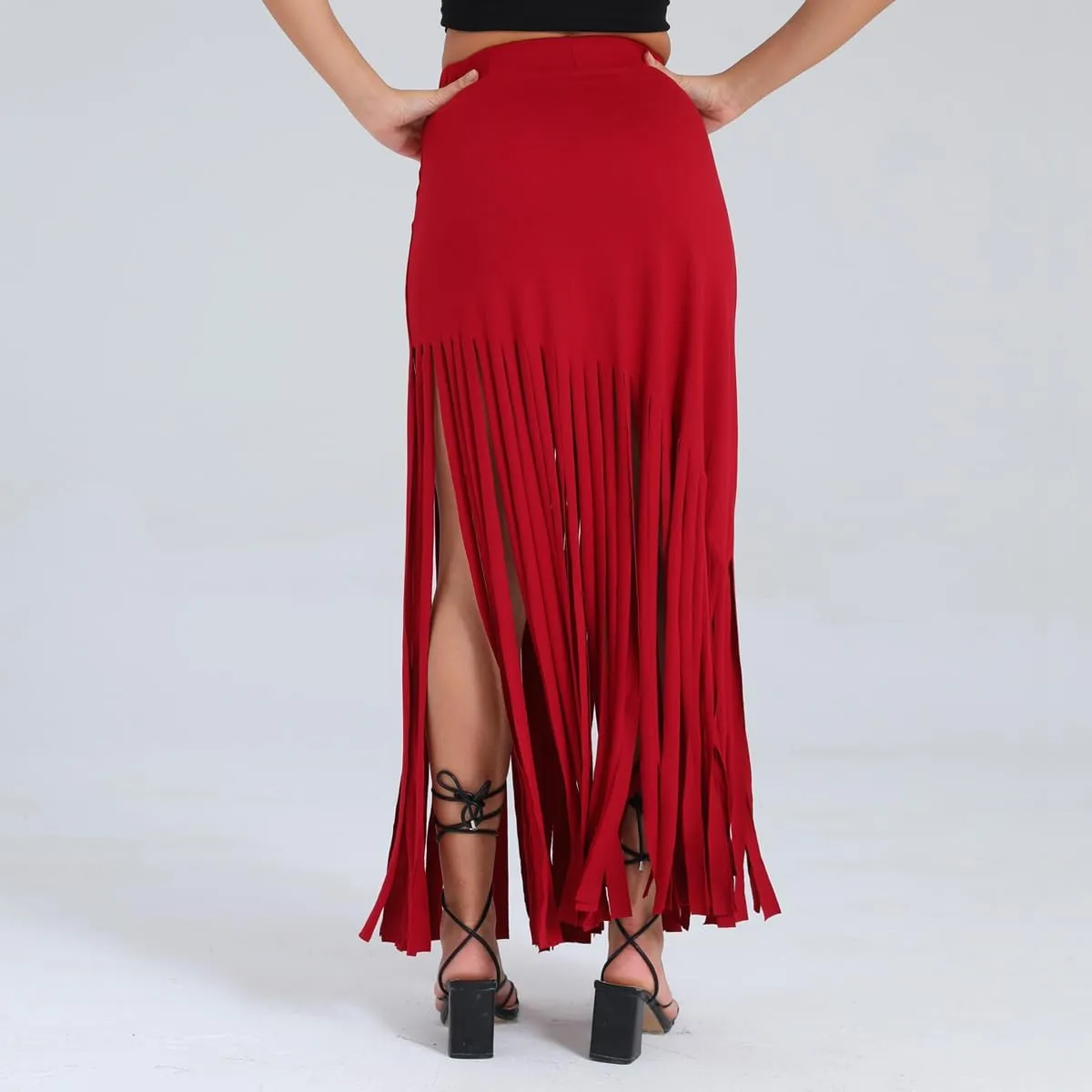 Women's Punk Style Fringe Skirt Elastic High Waist Sexy Skirts