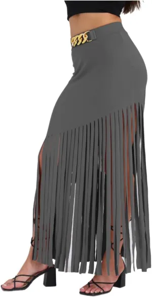 Women's Punk Style Fringe Skirt Elastic High Waist Sexy Skirts