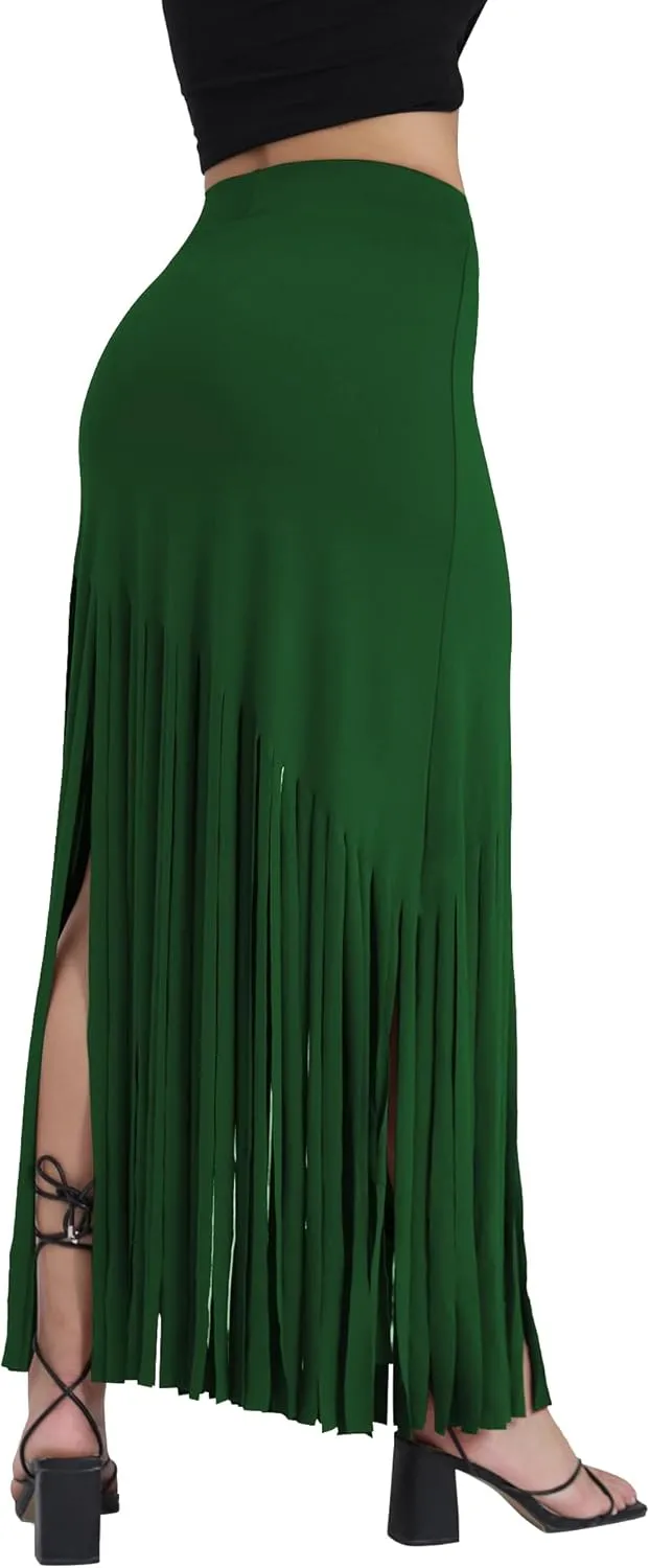 Women's Punk Style Fringe Skirt Elastic High Waist Sexy Skirts