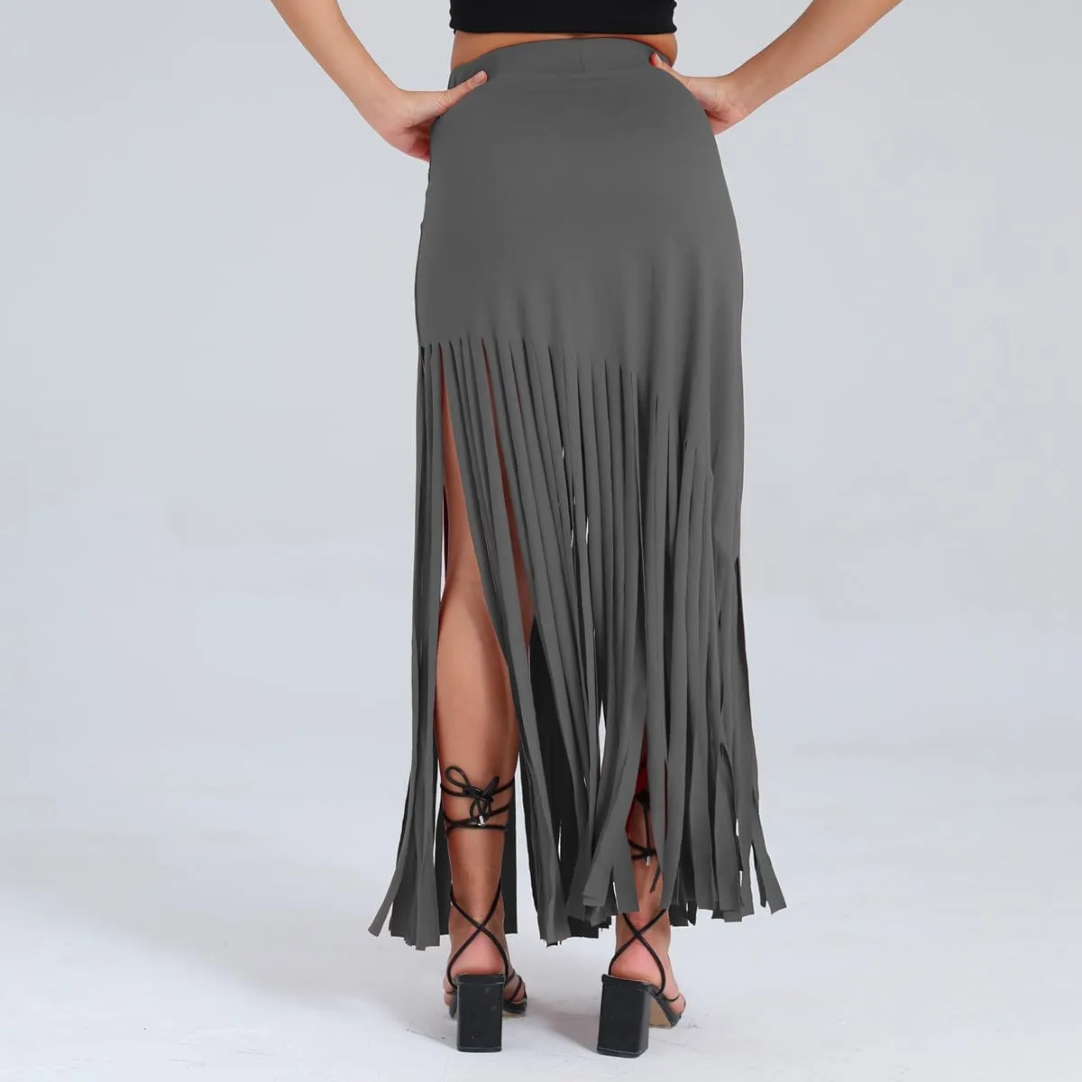 Women's Punk Style Fringe Skirt Elastic High Waist Sexy Skirts