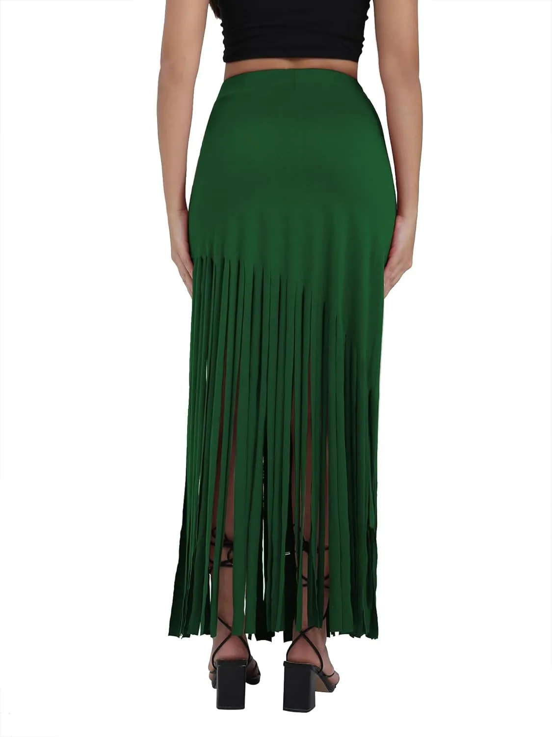 Women's Punk Style Fringe Skirt Elastic High Waist Sexy Skirts