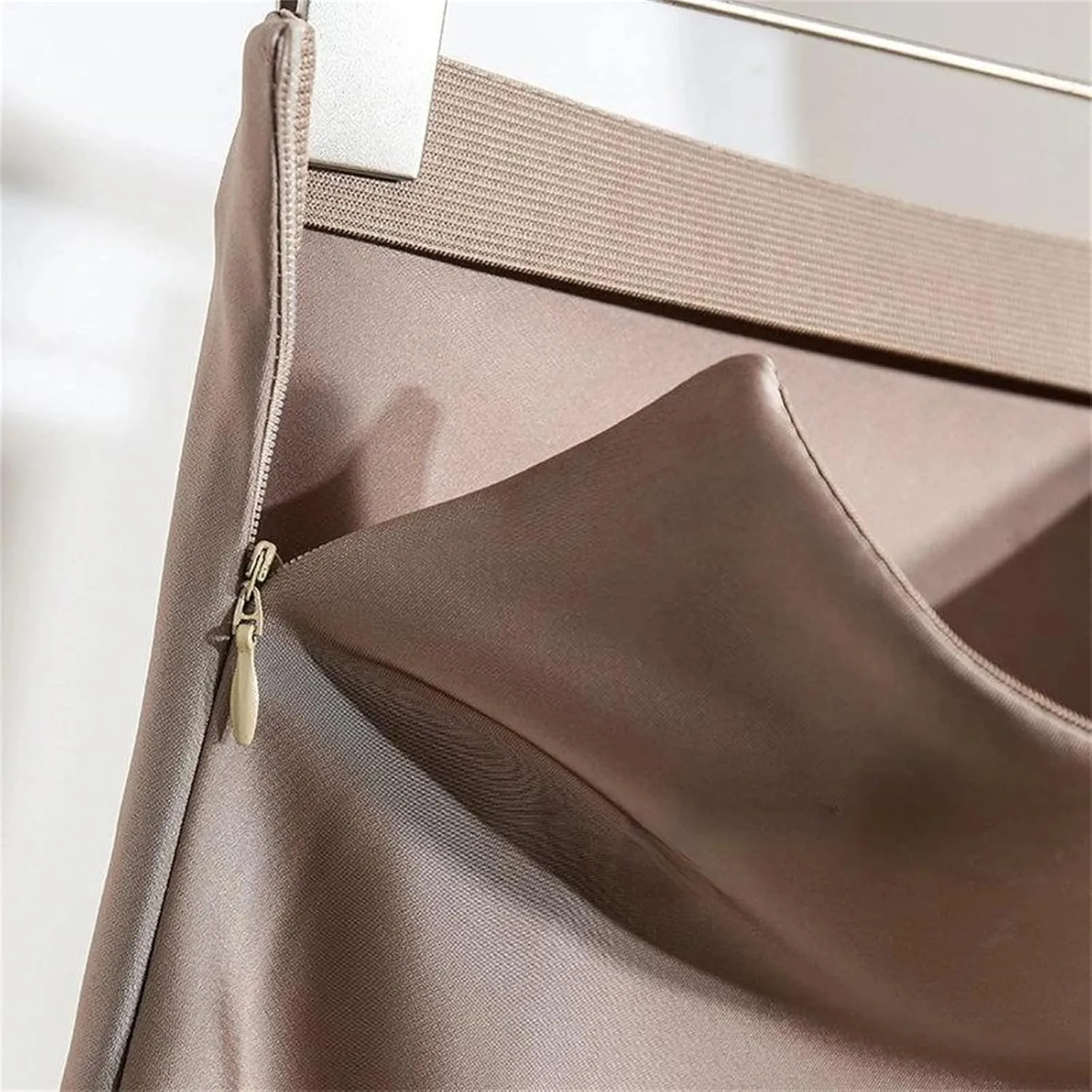 Women's Satin Long Skirt,Fashion Office Lady Elastic Waist Solid Color Skirts