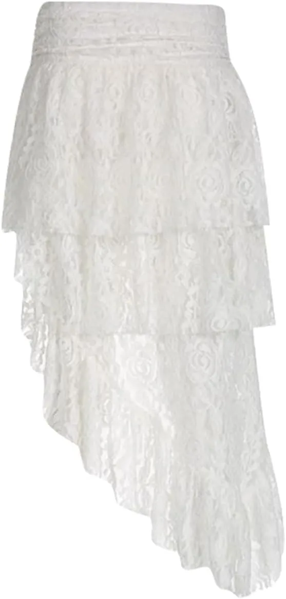 Women's Skirts French Bohemian Asymmetrical Lace Skirt Hollow Out Design Vacation Style Midi Skirt for Women