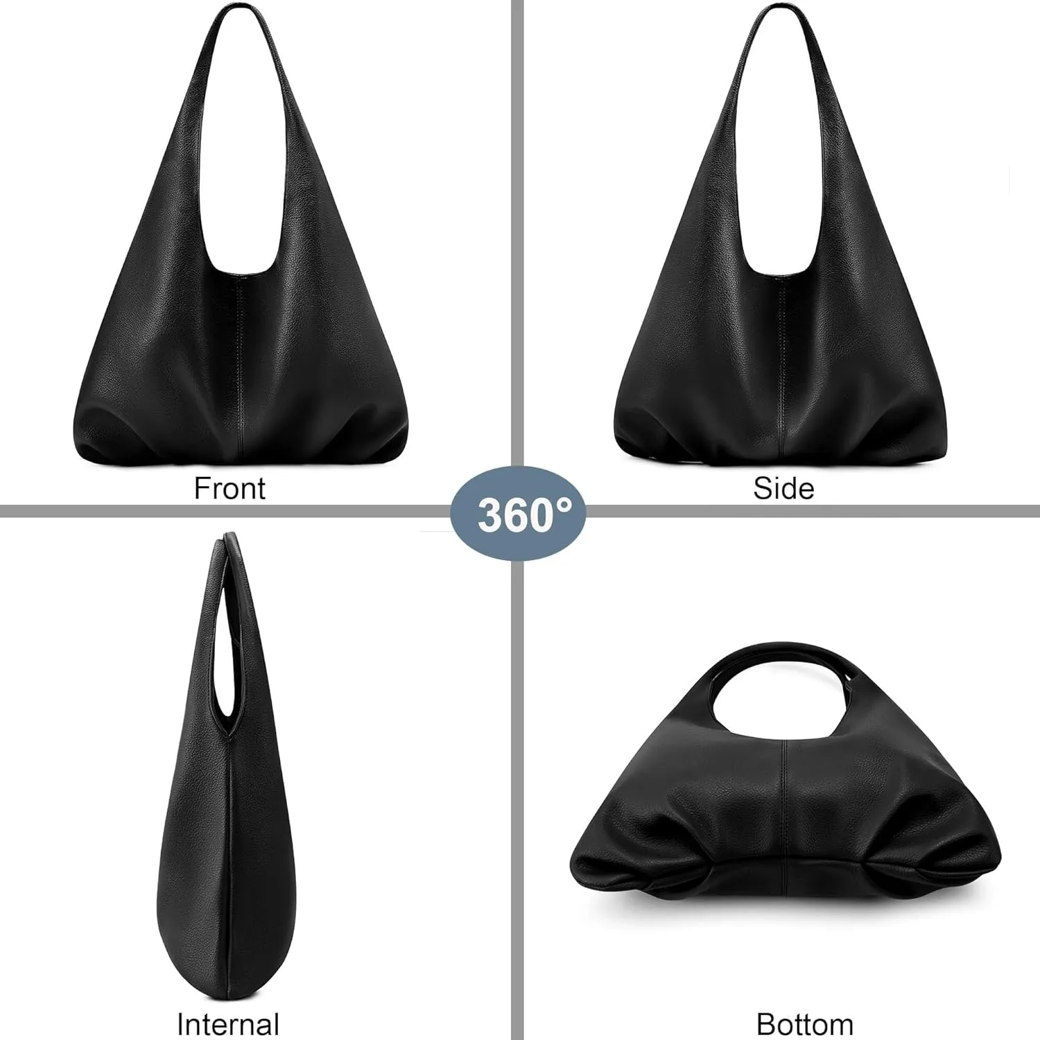 Women's Slouchy Hobo Bag Retro Vegan Leather Shoulder Handbag with Matching Coin Purse