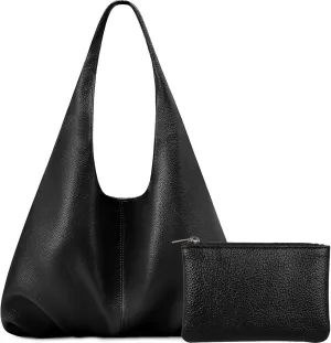 Women's Slouchy Hobo Bag Retro Vegan Leather Shoulder Handbag with Matching Coin Purse