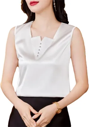 Women's Spring Summer Camisole Vest Shirt Sleeveless Tank V Neck Vest