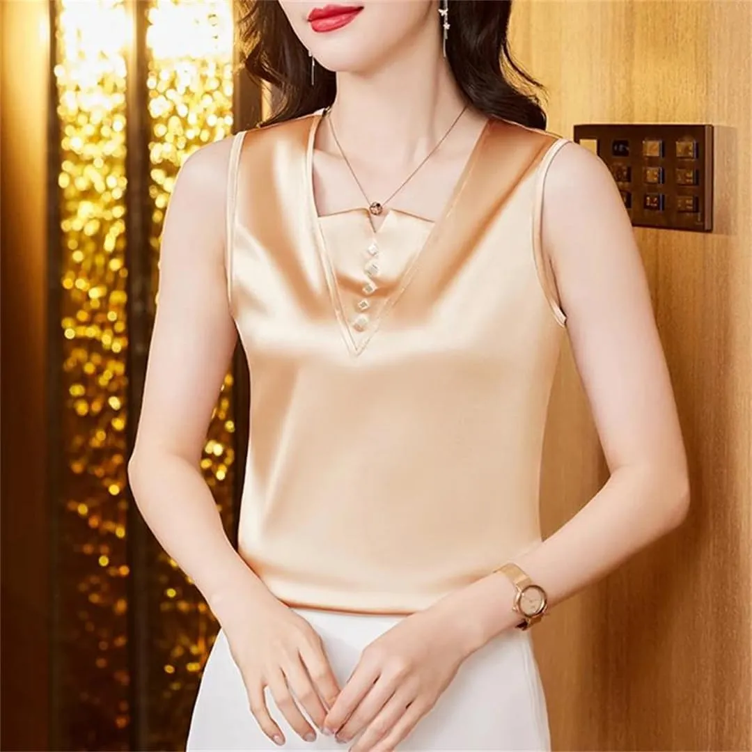 Women's Spring Summer Camisole Vest Shirt Sleeveless Tank V Neck Vest