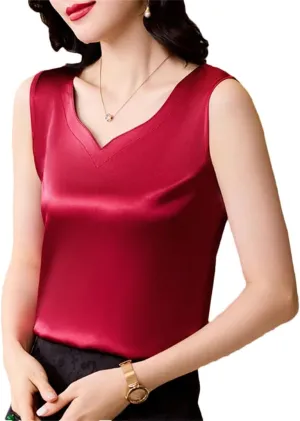 Women's Spring Summer Tank Tops V Neck Lace Splicing Mesh Vest Shirt Camisole