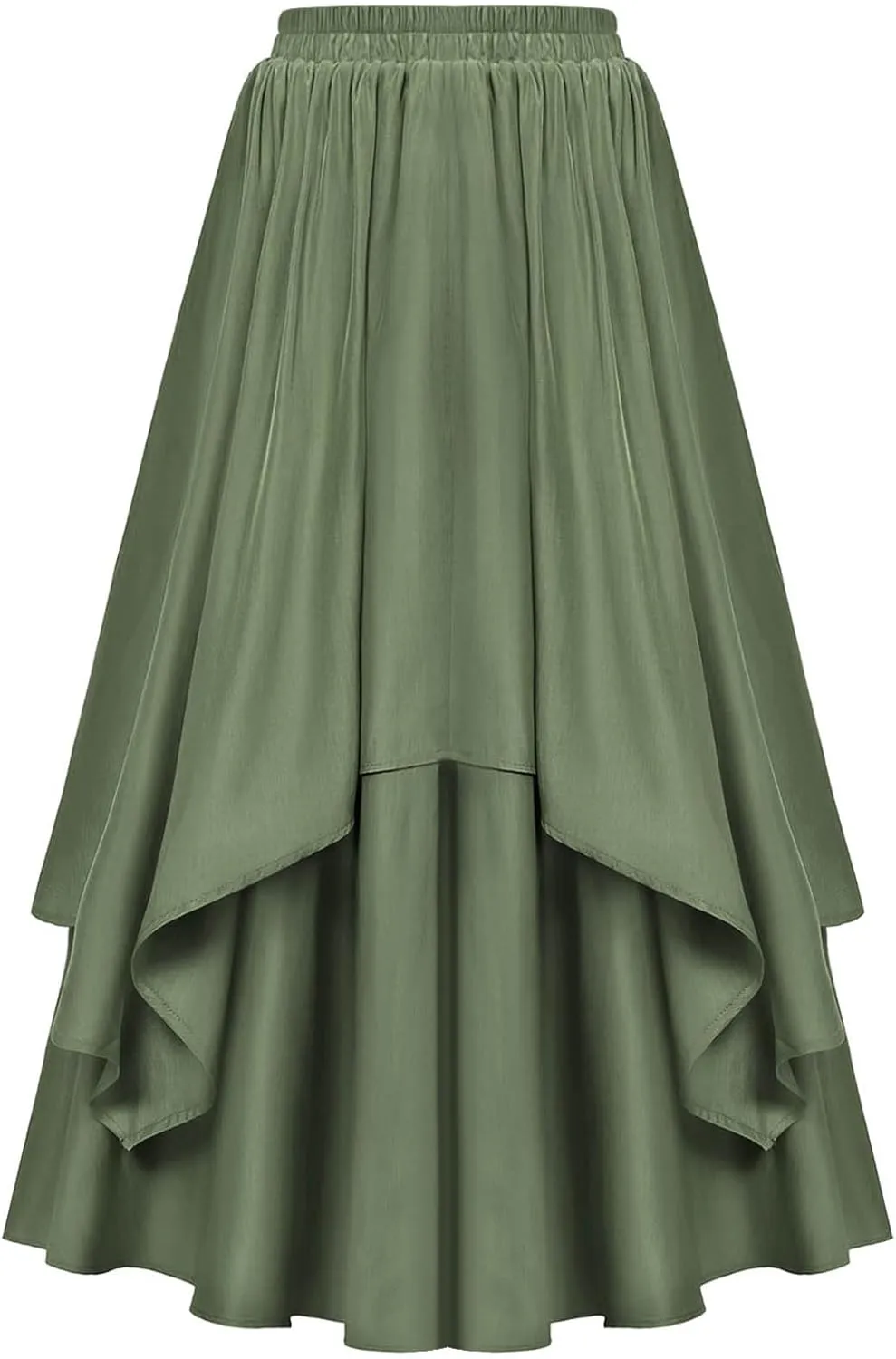 Womens Steampunk Renaissance Skirts Plus Size Elastic High Waisted Layered Long Maxi Skirt Stretch Party Dress