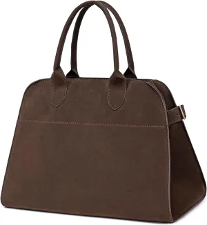 Womens Suede Tote Bag, Large Brown Suede Leather Handbag, Suede Bag, Ideal for Daily Use, Work, Shopping
