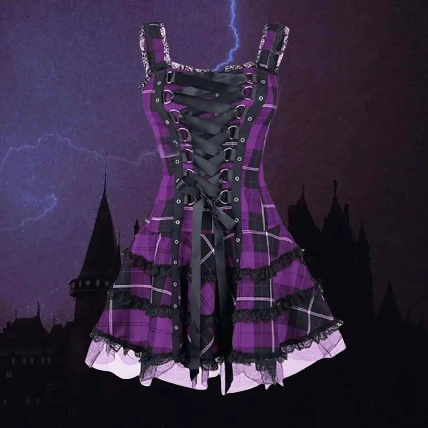 Womens Summer Dresses for Women Gothic Dress Mesh Plus-size Lace Strapless Gothic Clothes for Women Medieval Dress