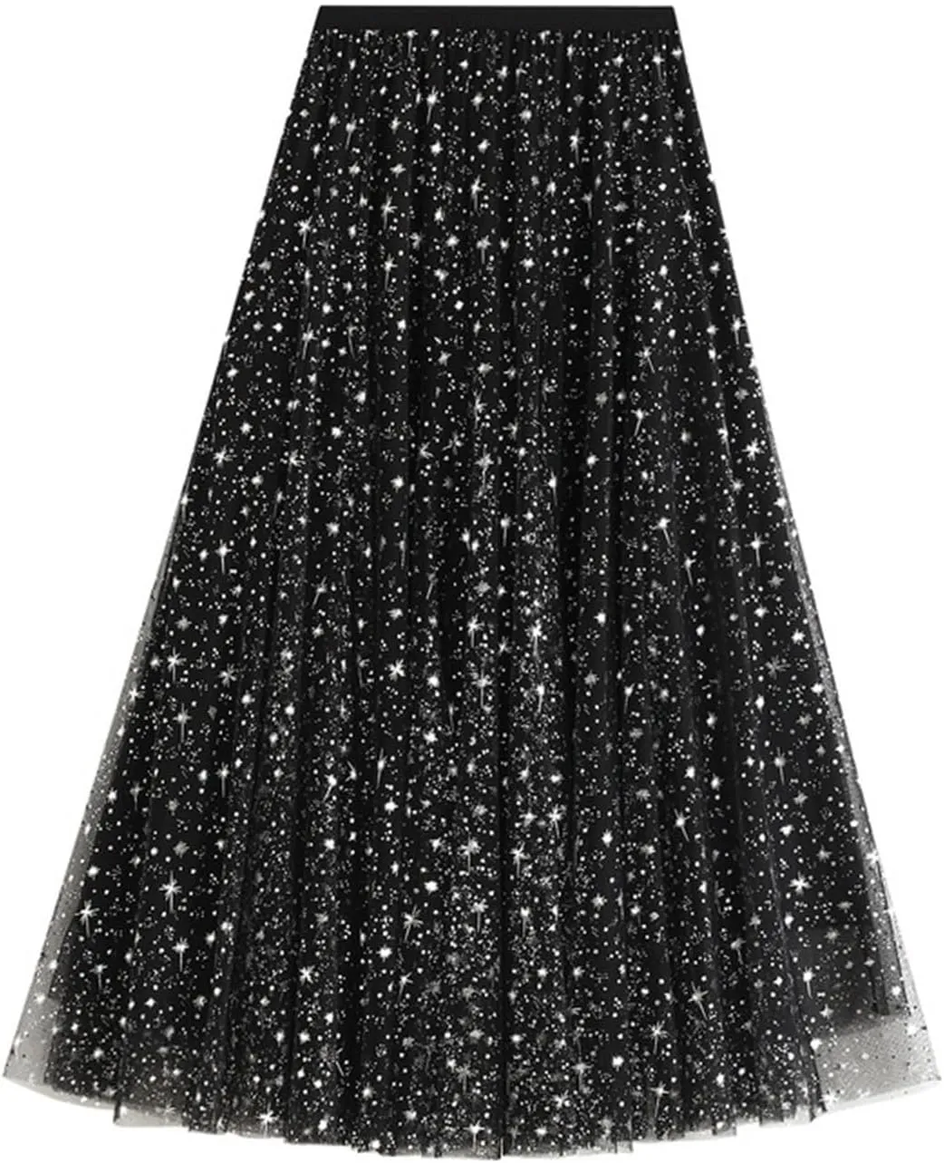 Women's Summer Elastic Waist Bohemian Print Beach Outfits High Waist Casual Maxi Skirt A-Line Tiered Long Skirt
