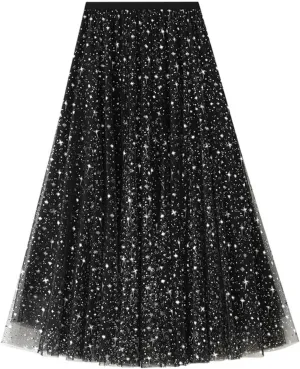 Women's Summer Elastic Waist Bohemian Print Beach Outfits High Waist Casual Maxi Skirt A-Line Tiered Long Skirt